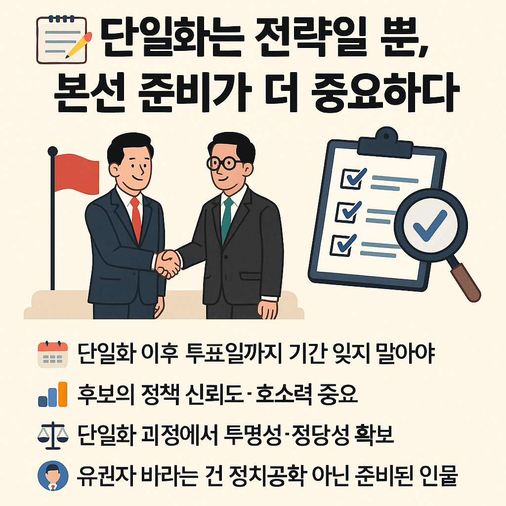 🧾 마무리: 단일화는 전략일 뿐, 본선 준비가 더 중요하다 - 타이틀사진