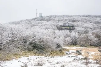 한라산 고지대 체감온도 방풍 재킷 스틱 준비물_6