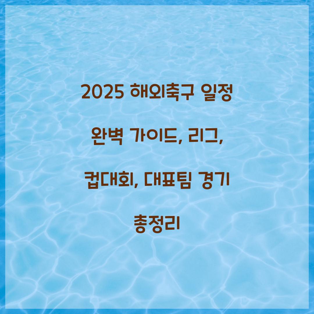 해외축구 일정