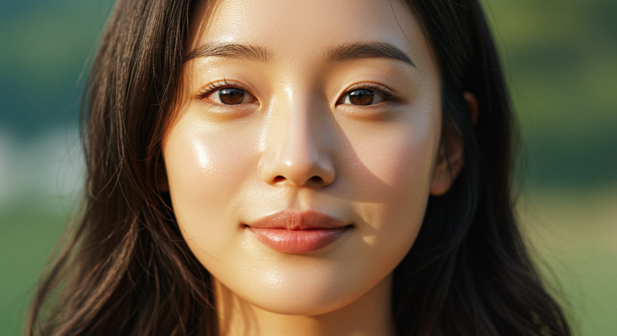 피부가 맑은 한국인 여성