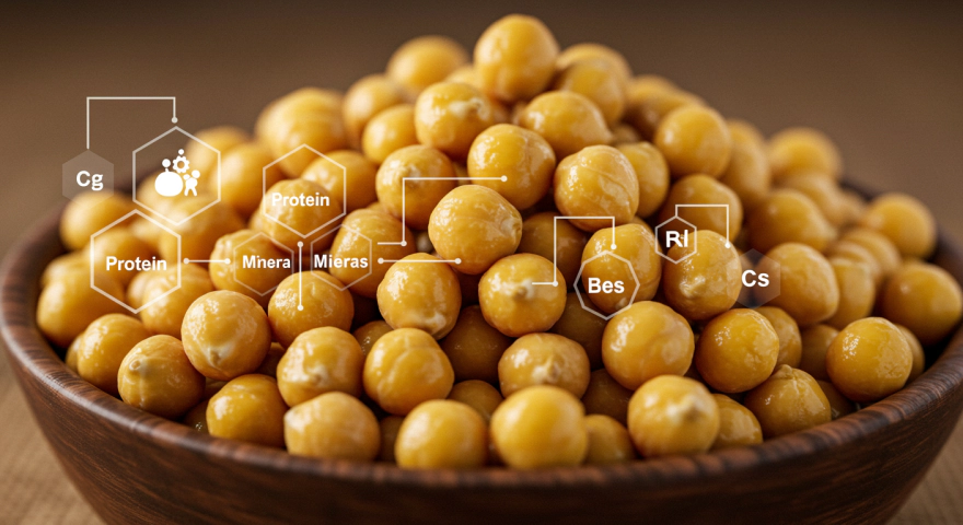 병아리콩 영양소를 인포그래픽으로 보여주는 이미지