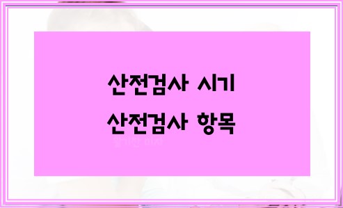 산전검사 시기와 항목 확인해봅니다