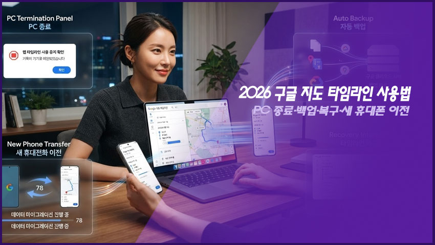 2026 구글 지도 타임라인 사용법｜PC 종료&middot;백업&middot;복구&middot;새 휴대폰 이전