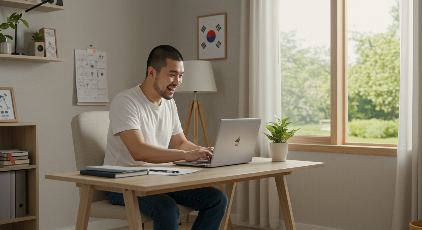 종합소득세 환급 기본 개념을 설명하는 사람과 노트북 이미지