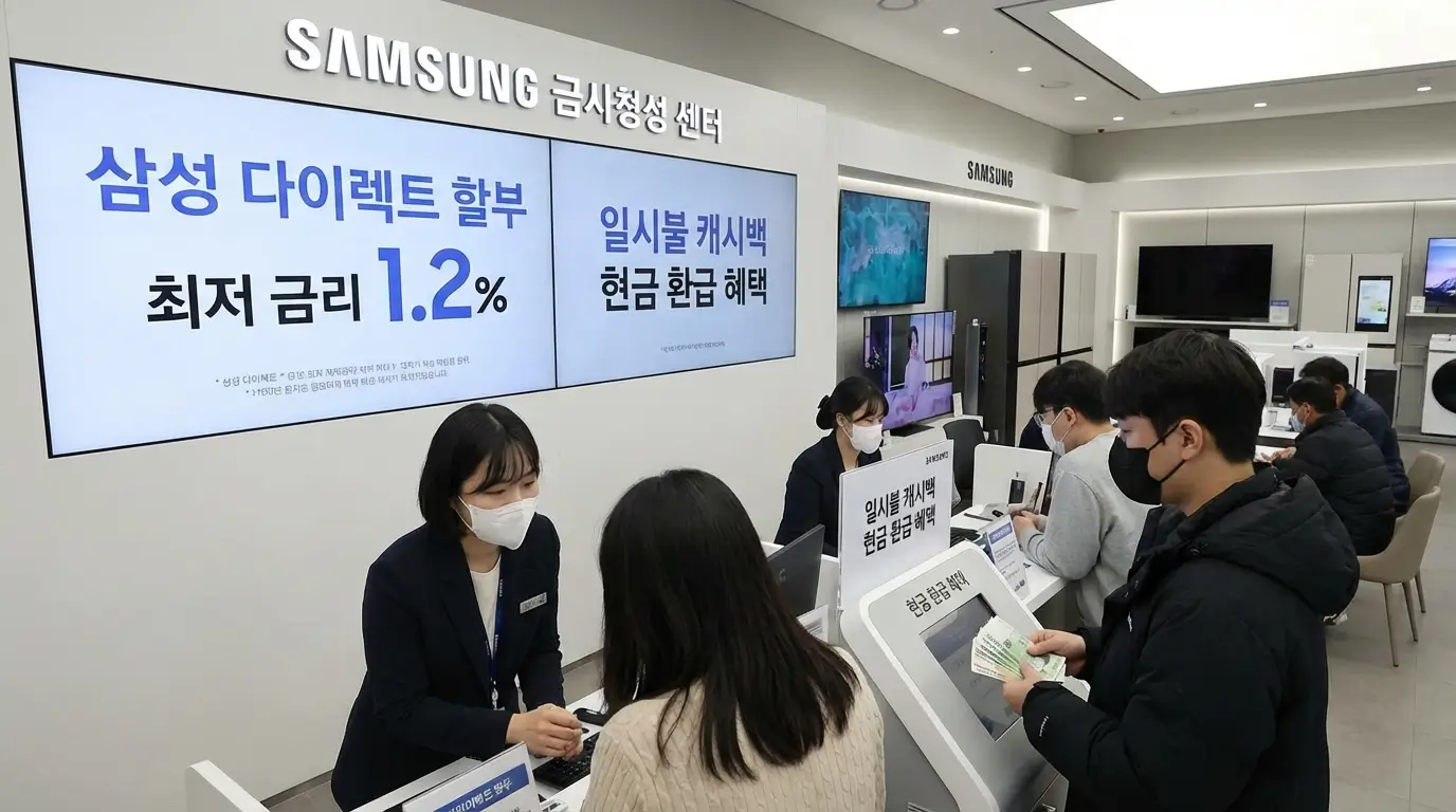 삼성 다이렉트 할부 최저 금리 산출 및 일시불 캐시백 현금 환급 혜택