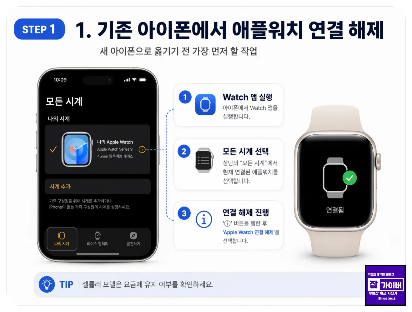 기존 아이폰에서 새 아이폰으로 애플워치 연결해제