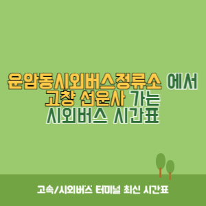 운암동시외버스정류소에서 고창 선운사 가는 시외버스 시간표 최신정보