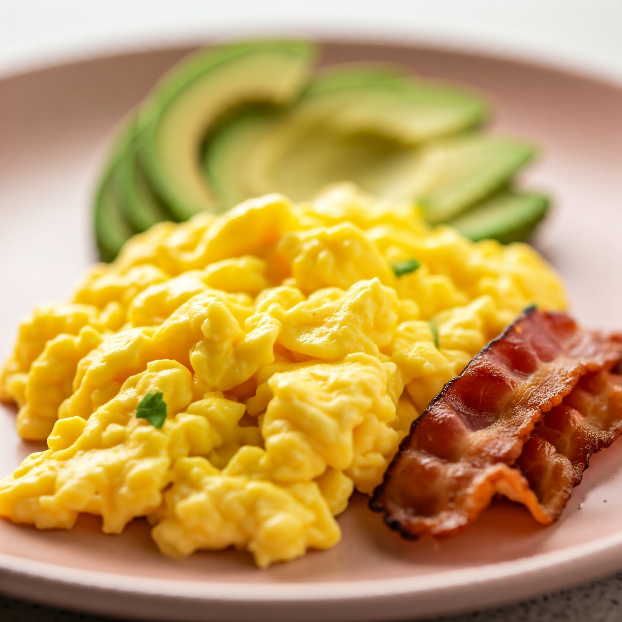 베이컨과 아보카도를 곁들인 스크램블 에그