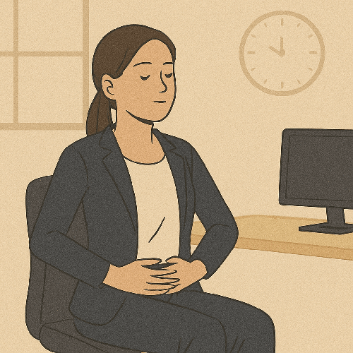 심호흡과 함께 눈 감고 호흡에 집중하기