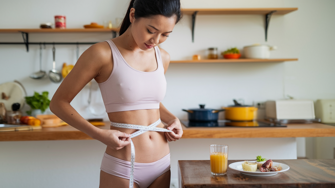 허리둘레 재고있는 여성