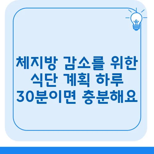 체지방 감소를 위한 식단 계획 하루 30분이면 충분해요