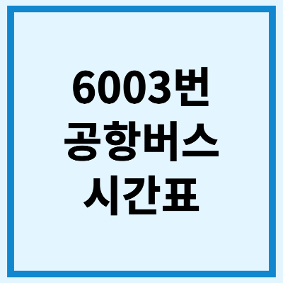 6003 공항버스 시간표 노선 요금