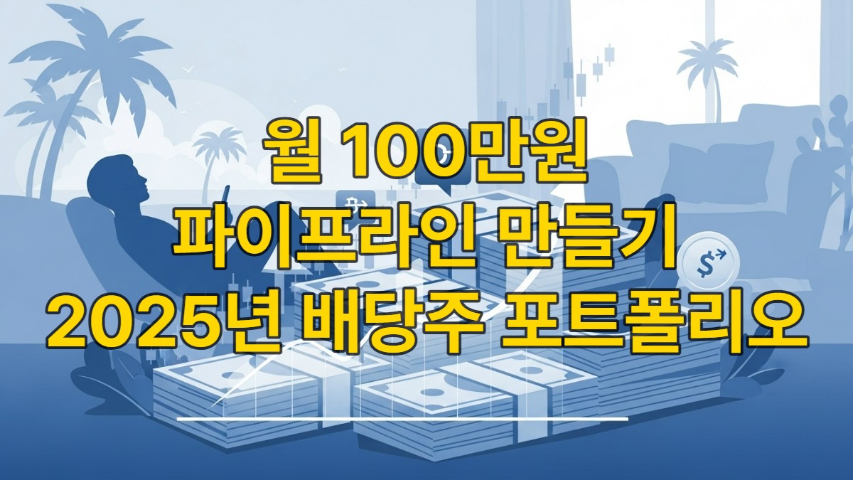 월 100만원 배당 파이프라인 구축을 상징하는 금융 성장 그래프와 여유로운 사람의 모습