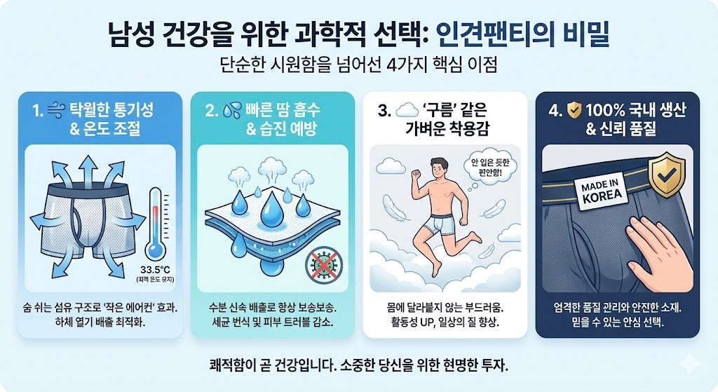 인견팬티 남자속옷 남성건강 통기성좋은팬티 땀흡수속옷