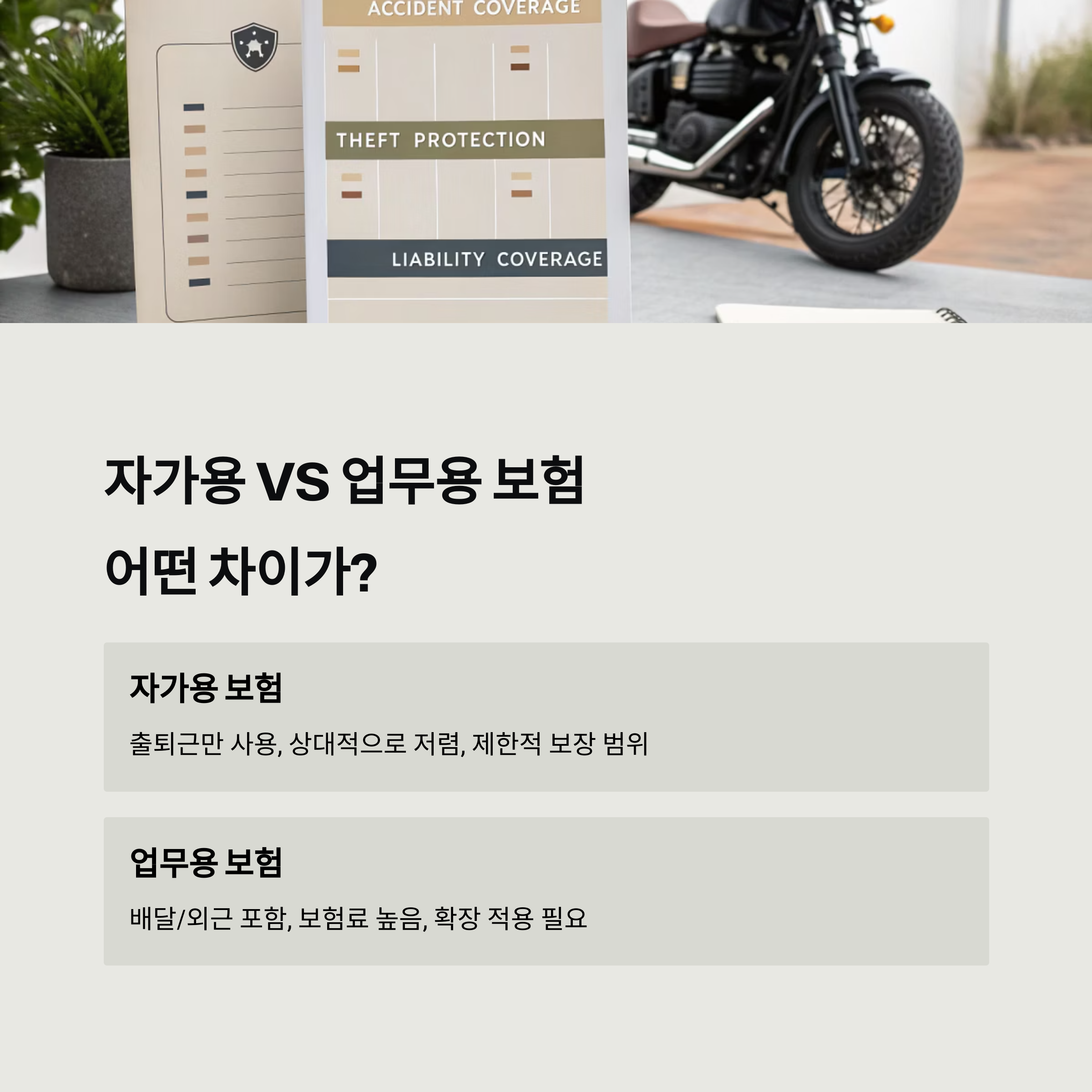 오토바이 출퇴근 보험 가입 필수 확인 사항