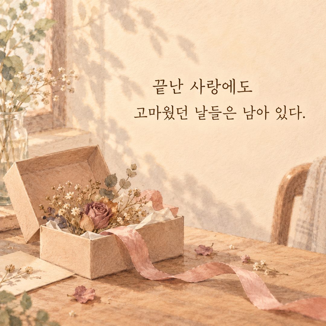 끝난 사랑에도 고마웠던 날들은 남아 있다.