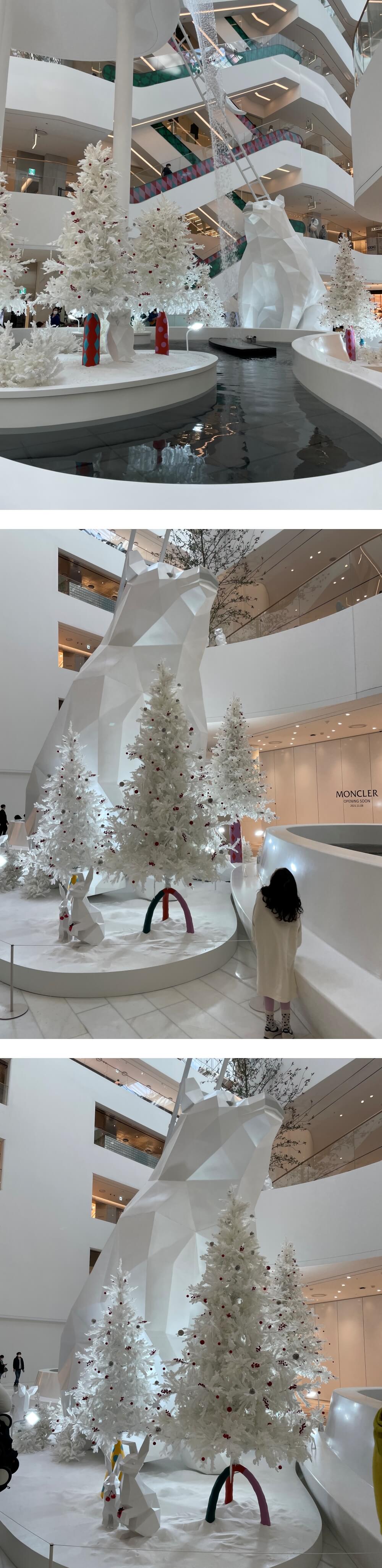더현대서울-1층-크리스마스-트리와-백곰-모형
