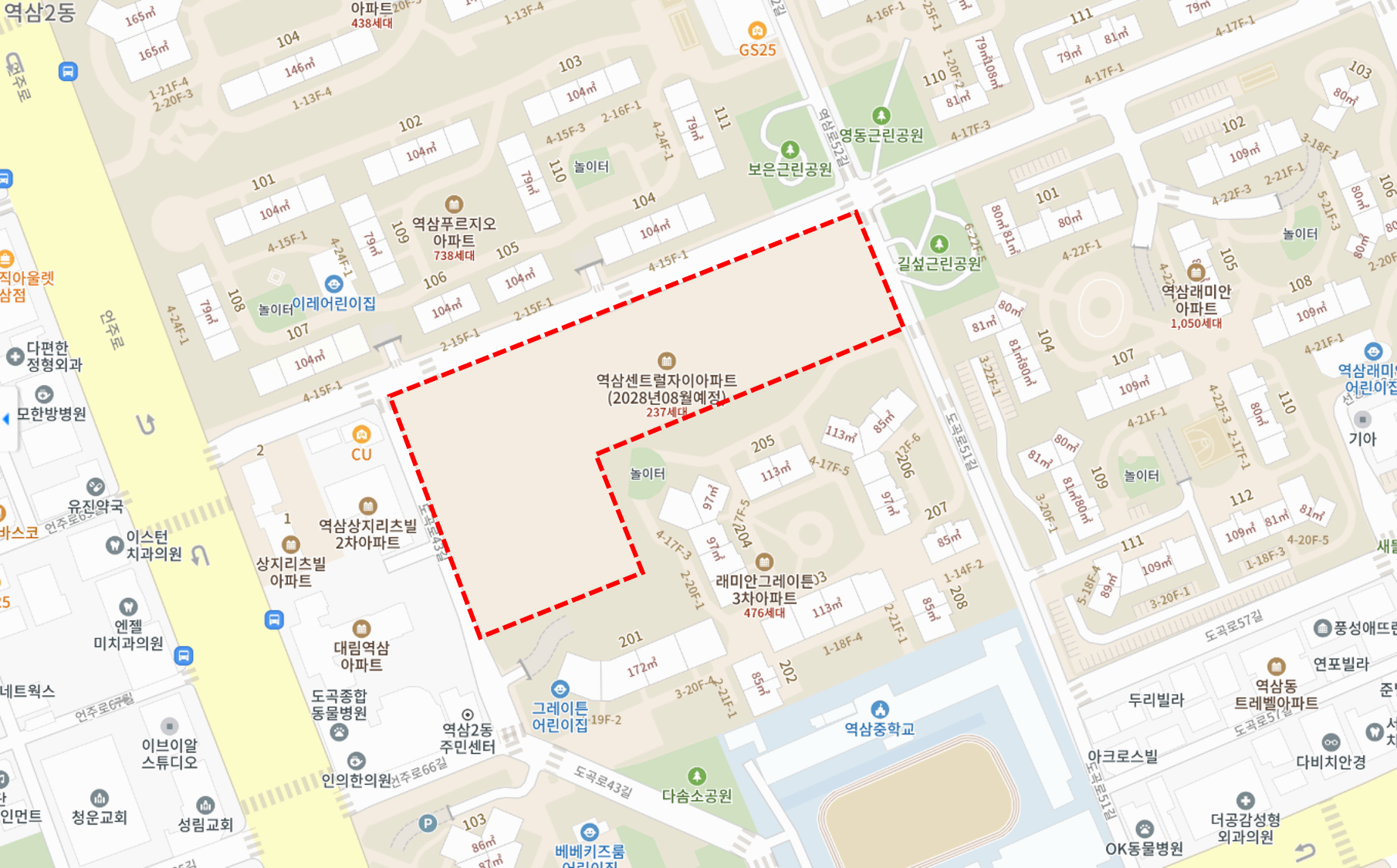 역삼센트럴자이 동 배치