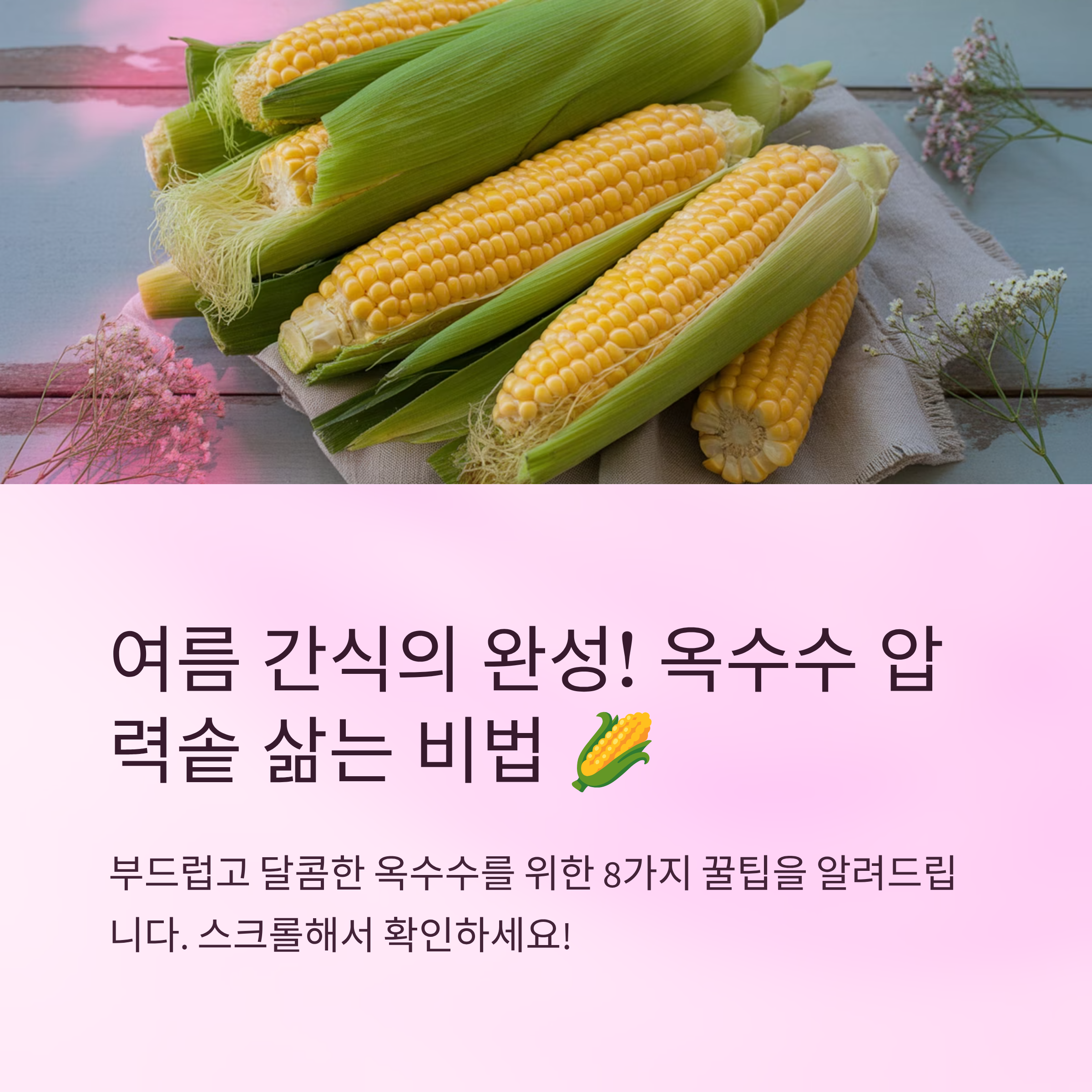 옥수수 압력솥 삶는법 부드럽게 만드는 팁