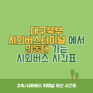 대구북부시외버스터미널에서 안동대 가는 시외버스 시간표 최신정보