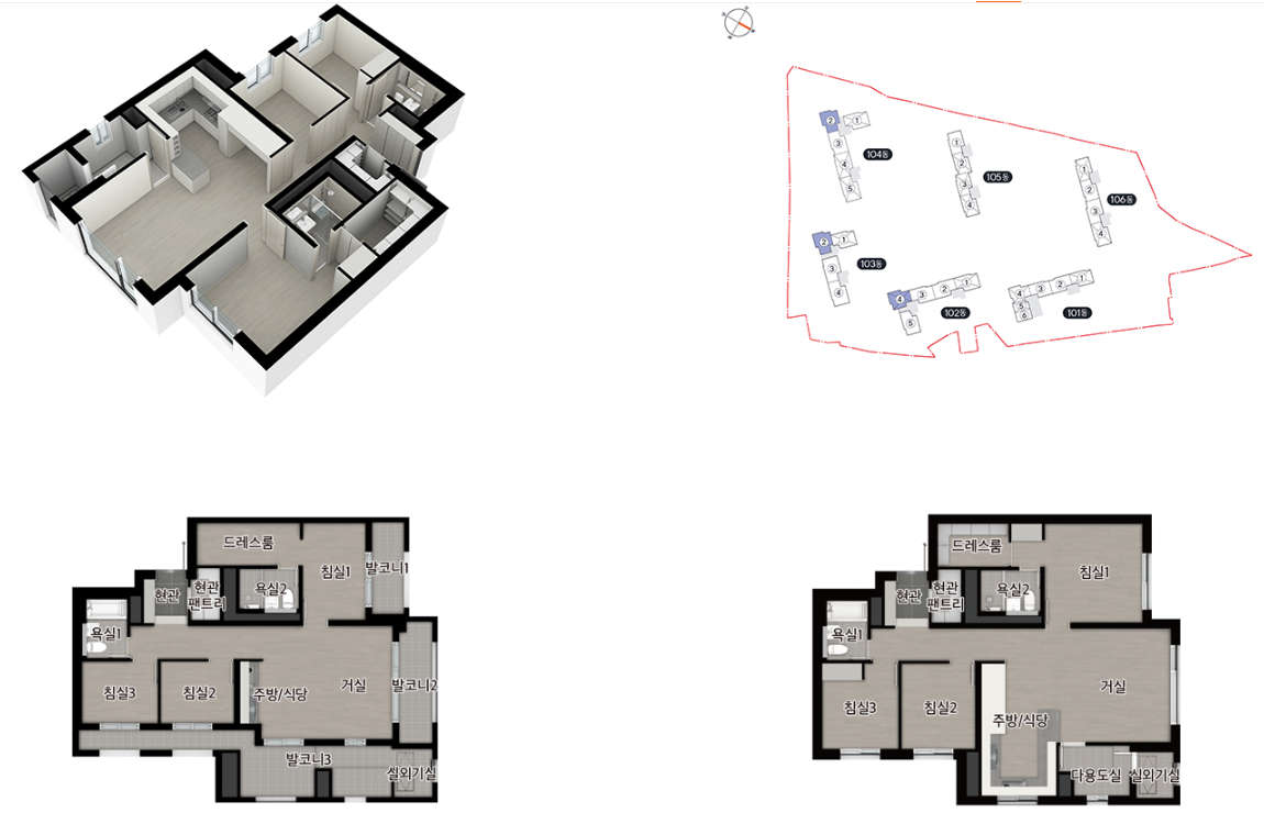e편한세상 파크메종 74B 평면도