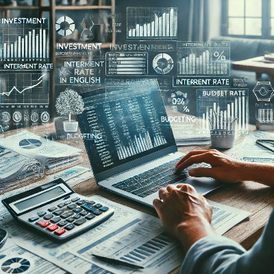 책상위에서 금융관련일을 노트북으로 수행하고 있는 남성의 손