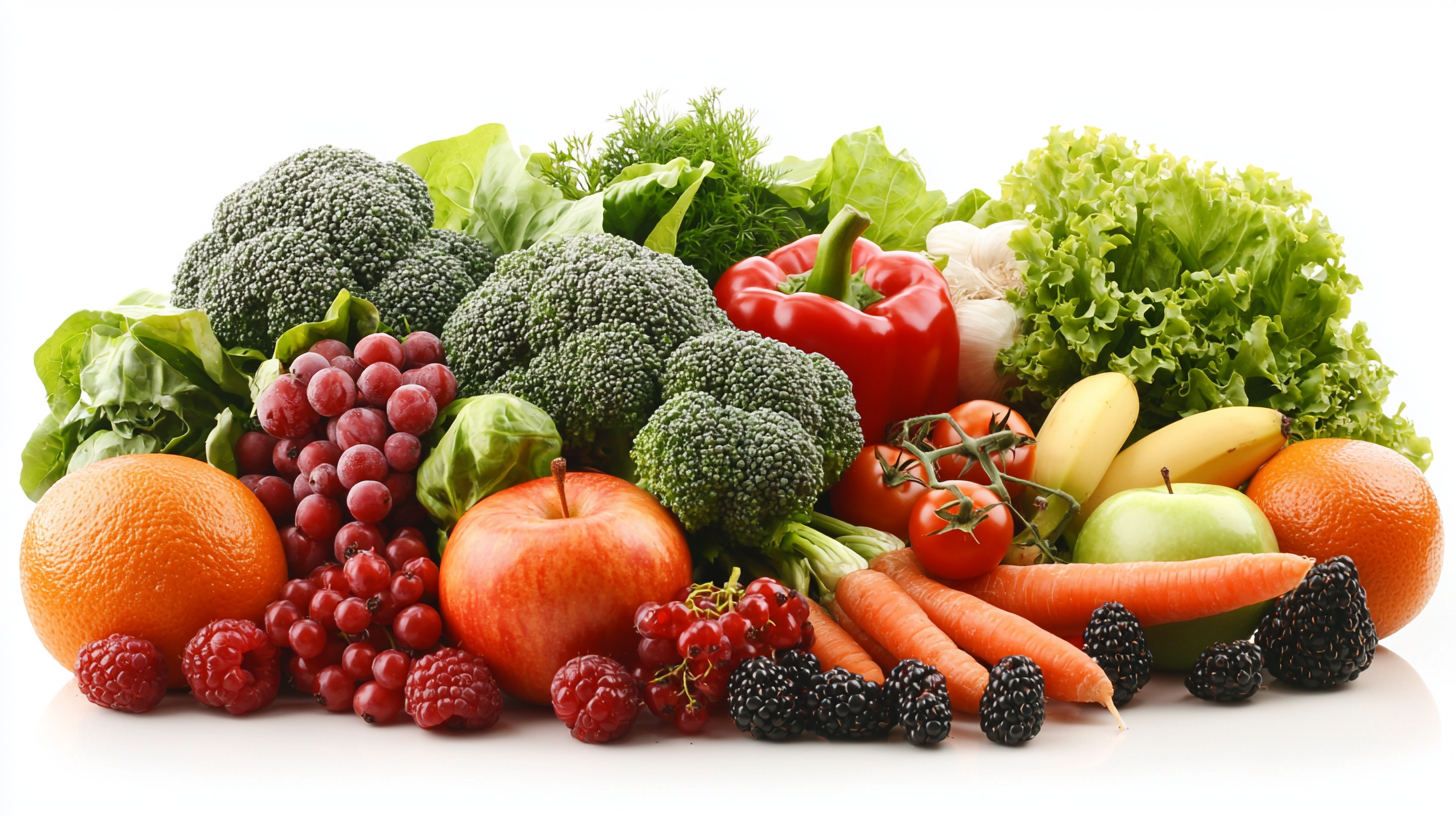 유기미네랄이 풍부한 다양한 채소와 과일