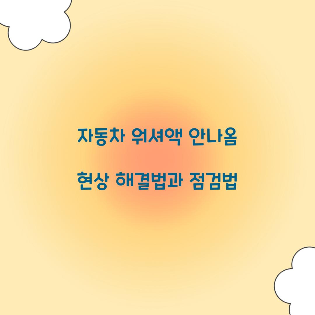자동차 워셔액 안나옴