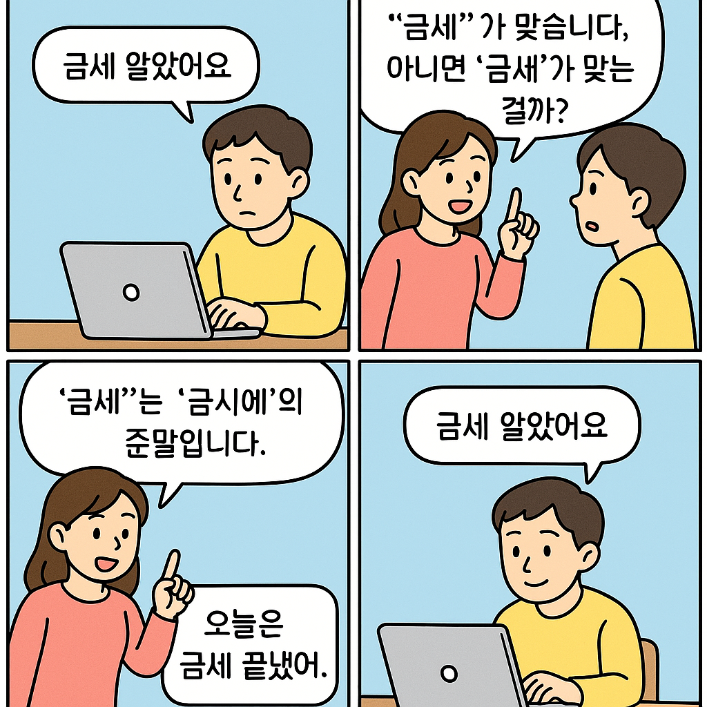금세는 금시에의 준말