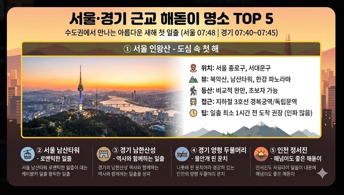 2026년 해돋이 시간 지역별 완벽 정리