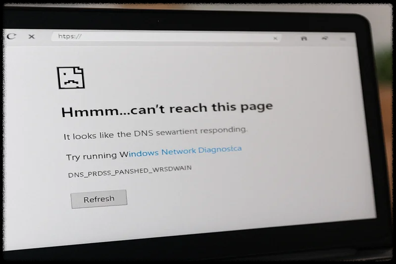 특정 웹사이트의 접속 오류를 나타낸 이미지
