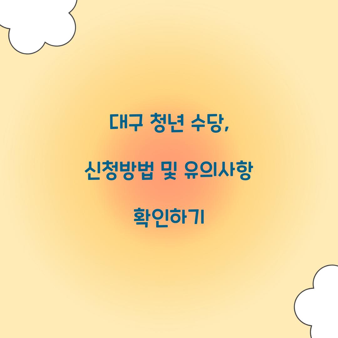 대구 청년 수당