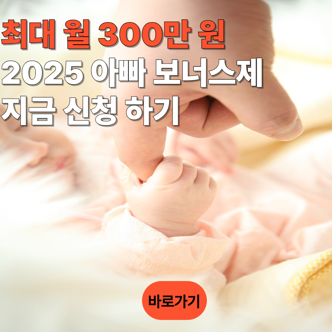 2025 아빠 보너스제 최대 월 300만 원 신청하기