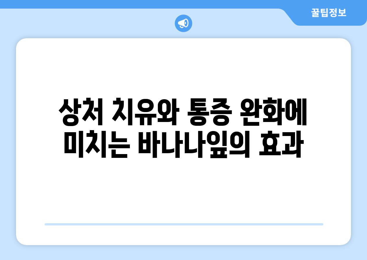 상처 치유와 통증 완화에 미치는 바나나잎의 효과