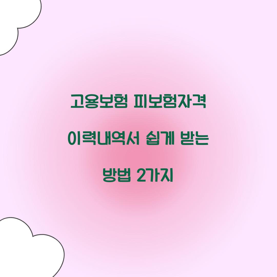 고용보험 피보험자격 이력내역서