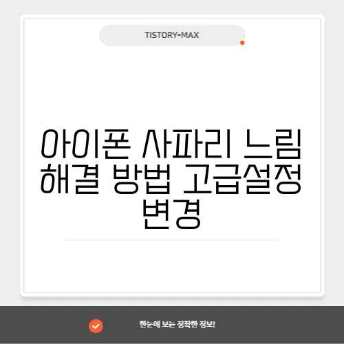 아이폰 사파리 느림 해결 방법 고급설정 변경