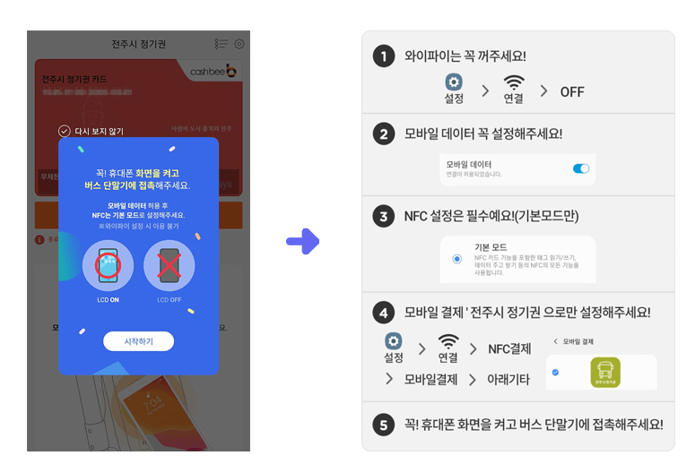 모바일 정기권 사용 전 체크