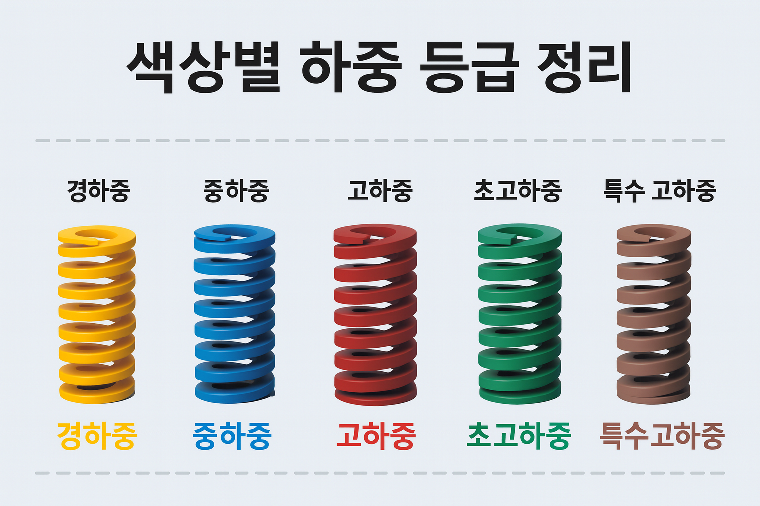 금형 스프링 색상별 하중 등급 정리표