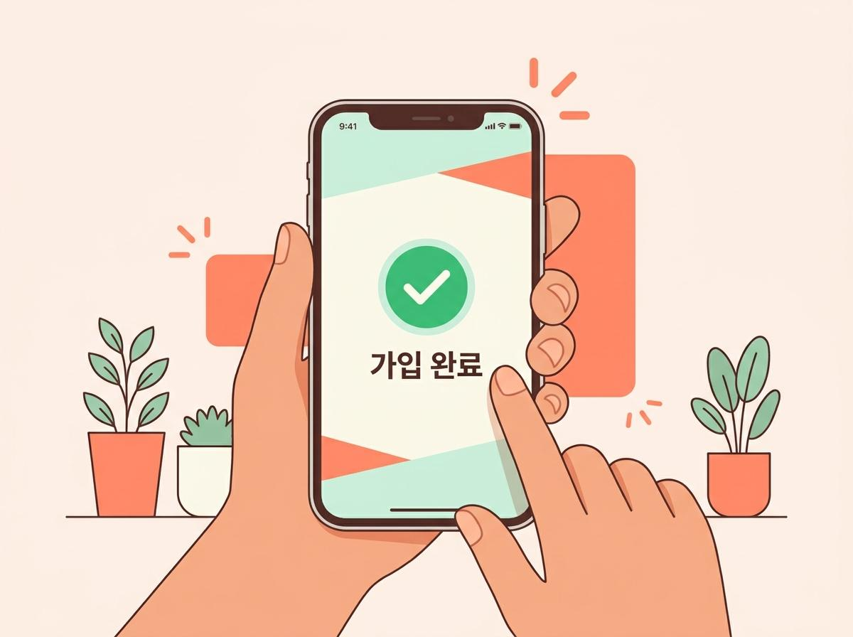 스마트폰으로 모바일 펀드 가입을 진행하는 편리한 모습