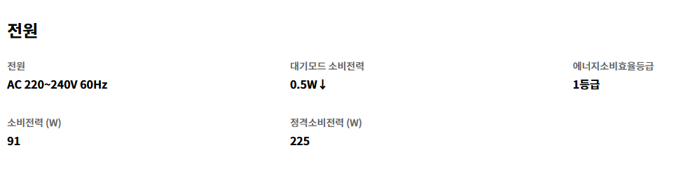75인치형 LG 나노셀 AI TV 전원 스펙