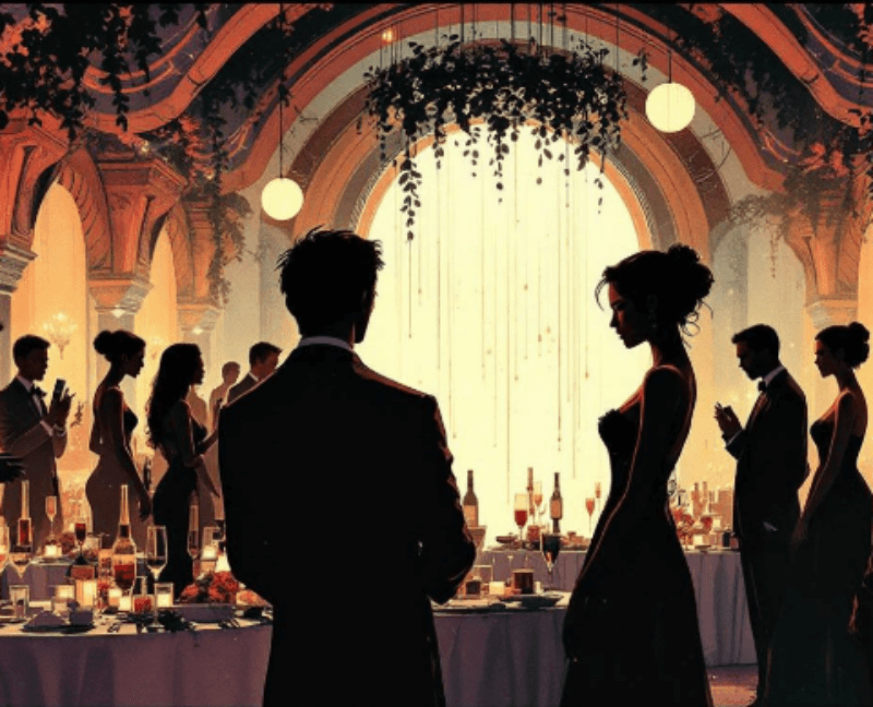 결혼식장에서 검은 옷을 입고 있는 사람들 꿈