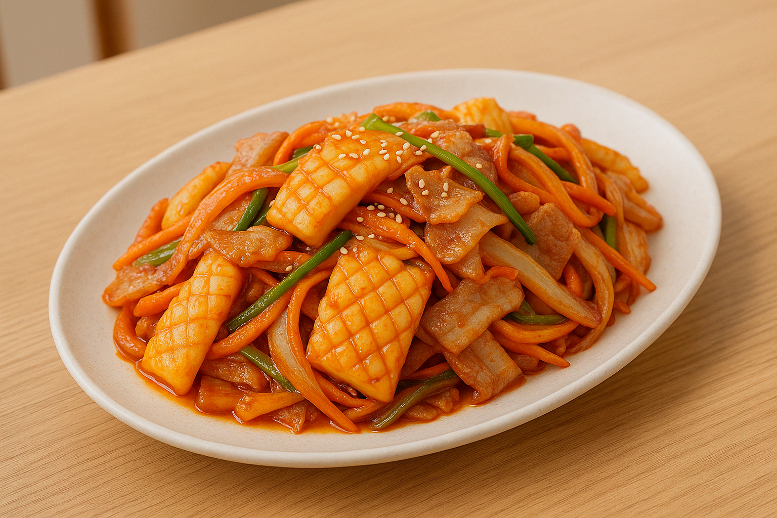 🦑 갑오징어 대패삼겹살 볶음 – 매콤한 한 접시의 유혹