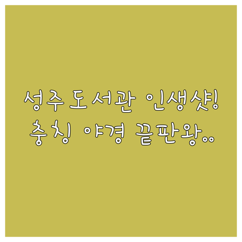 성주도서관 인스타그램 스냅 스팟 및 ..