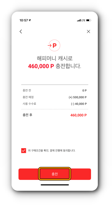 수수료 제외후 충전