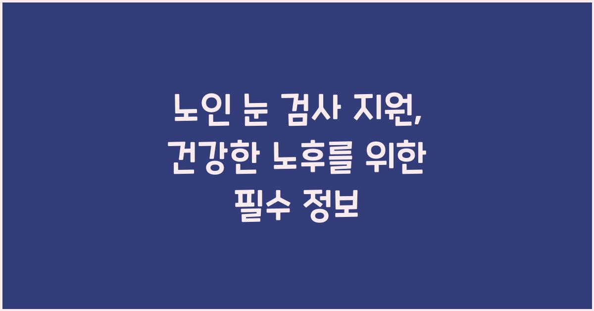 노인 눈 검사 지원