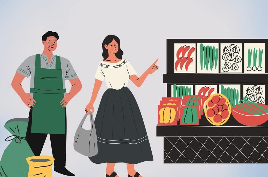 채소 가게를 찾은 손님