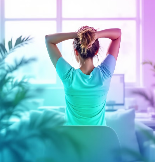 스트레칭으로 하루를 시작하는 여자