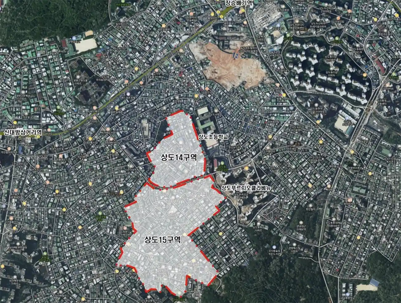 상도14구역-상도15구역-빨간라인-재개발구역-위치