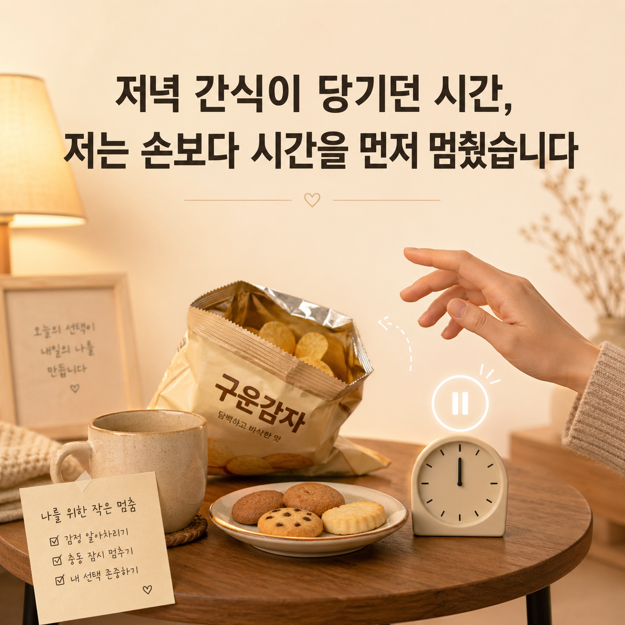 저녁 간식이 당기던 시간, 저는 손보다 시간을 먼저 멈췄습니다.