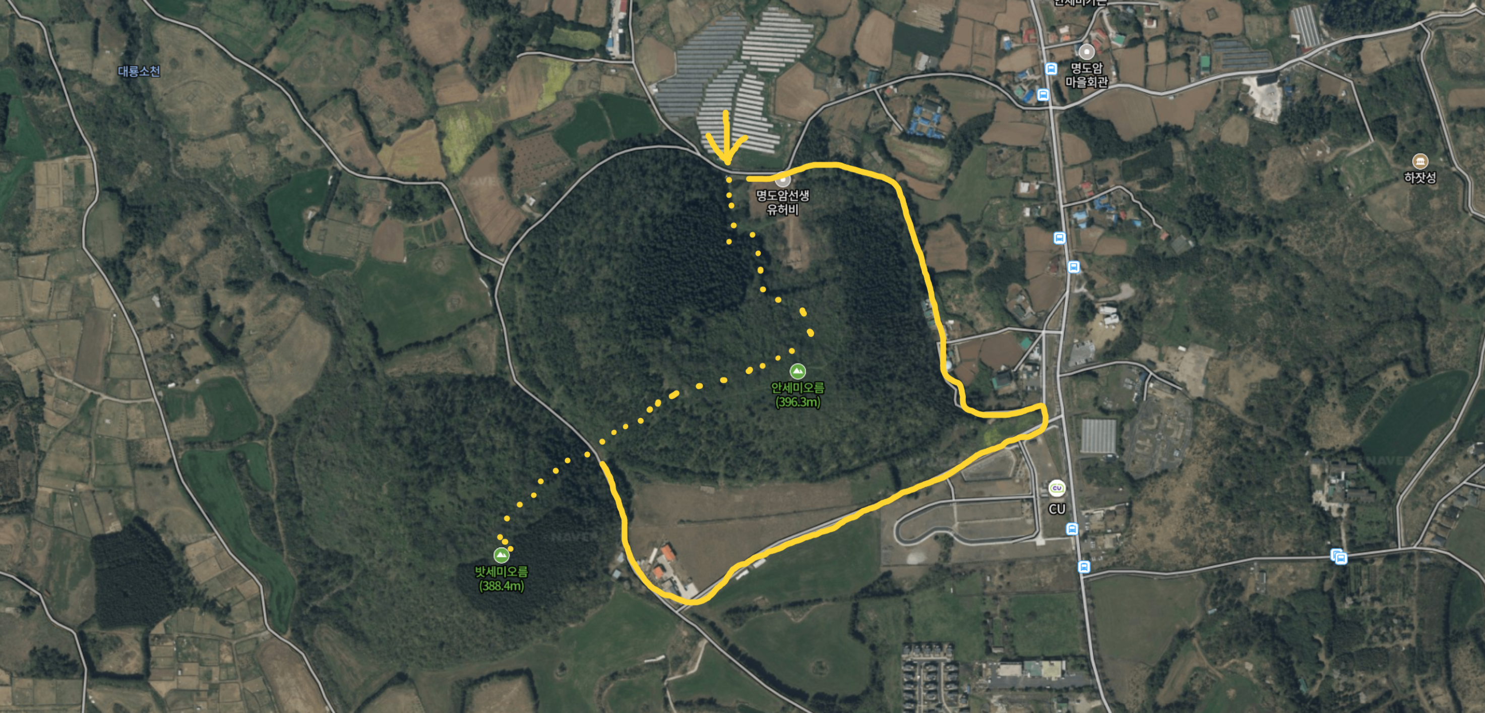 안세미 오름 위치